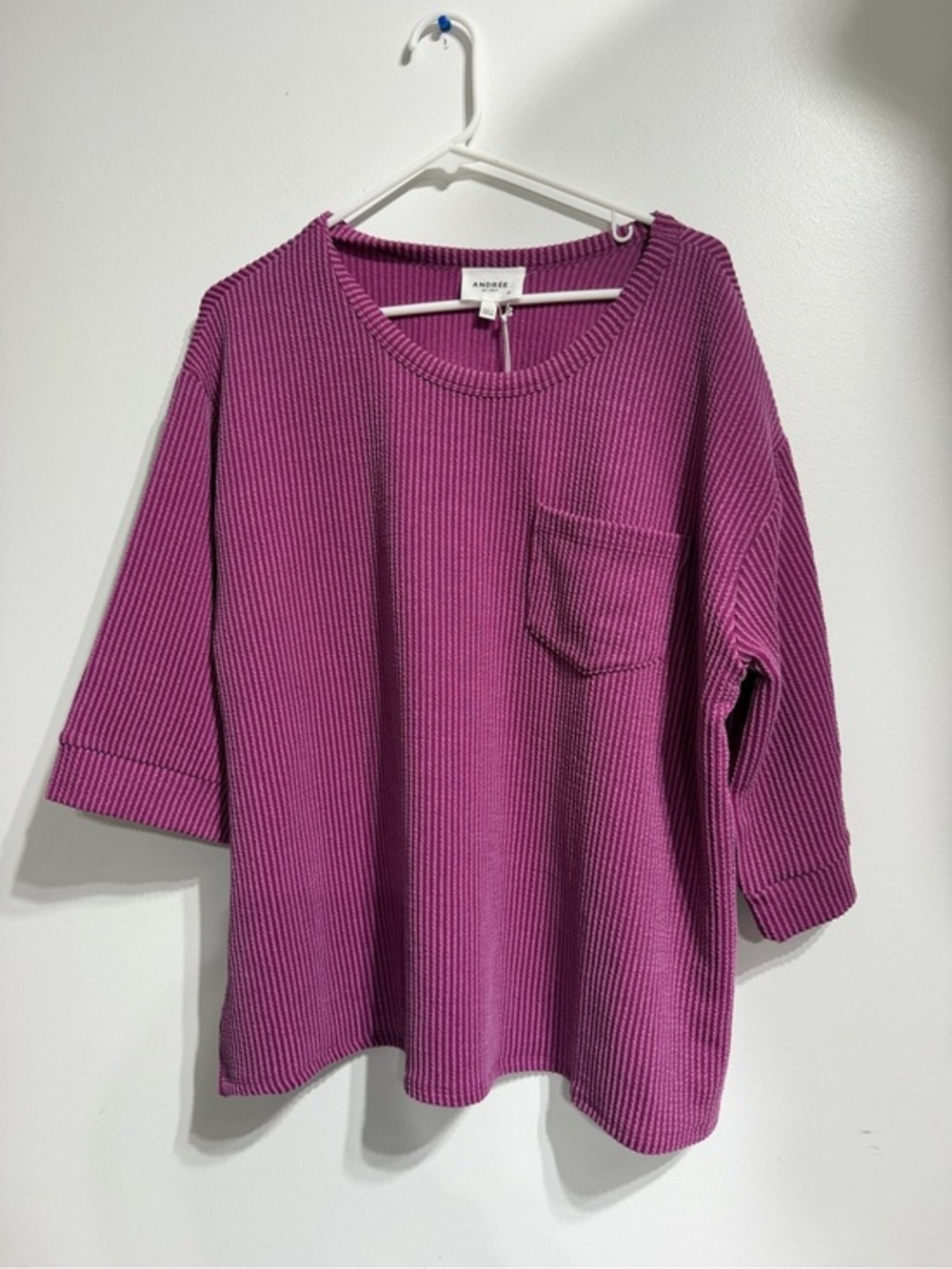 ANDRÉE BY UNIT Magenta Ribbed Avery Mae Top - Size Medium (NWT)